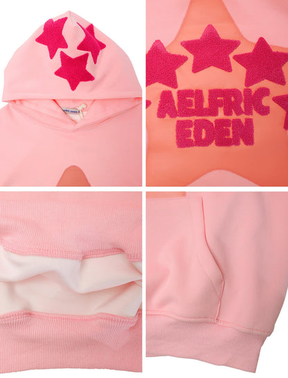 Aelfric Eden Womens Graphic Hoodies Pink Star Print Hoodie Unisex Oversized Hoodies Long Sleeve Pocket Pullover