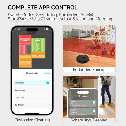 LS1 Robot Vacuum and Mop Combo – Precise LiDAR Navigation, Smart Home Map, Vacuum/Mop/Combo Cleaning Mode, Auto Recharge, Customized Cleaning, APP/Remote/Voice Control, for Hard Floors and Carpets