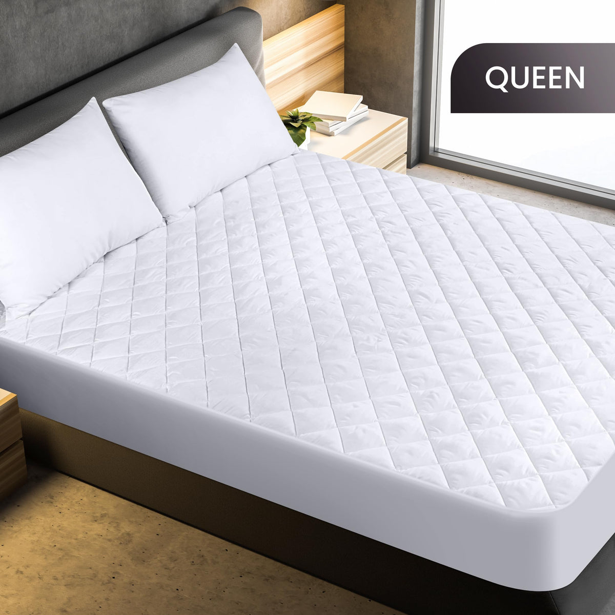 Utopia Bedding Queen 2 Pack Quilted Fitted Mattress Pad, Queen Size, Elastic Fitted Mattress Topper Protector and Cover Stretches up to 16 Inches Deep, Machine Washable (White)