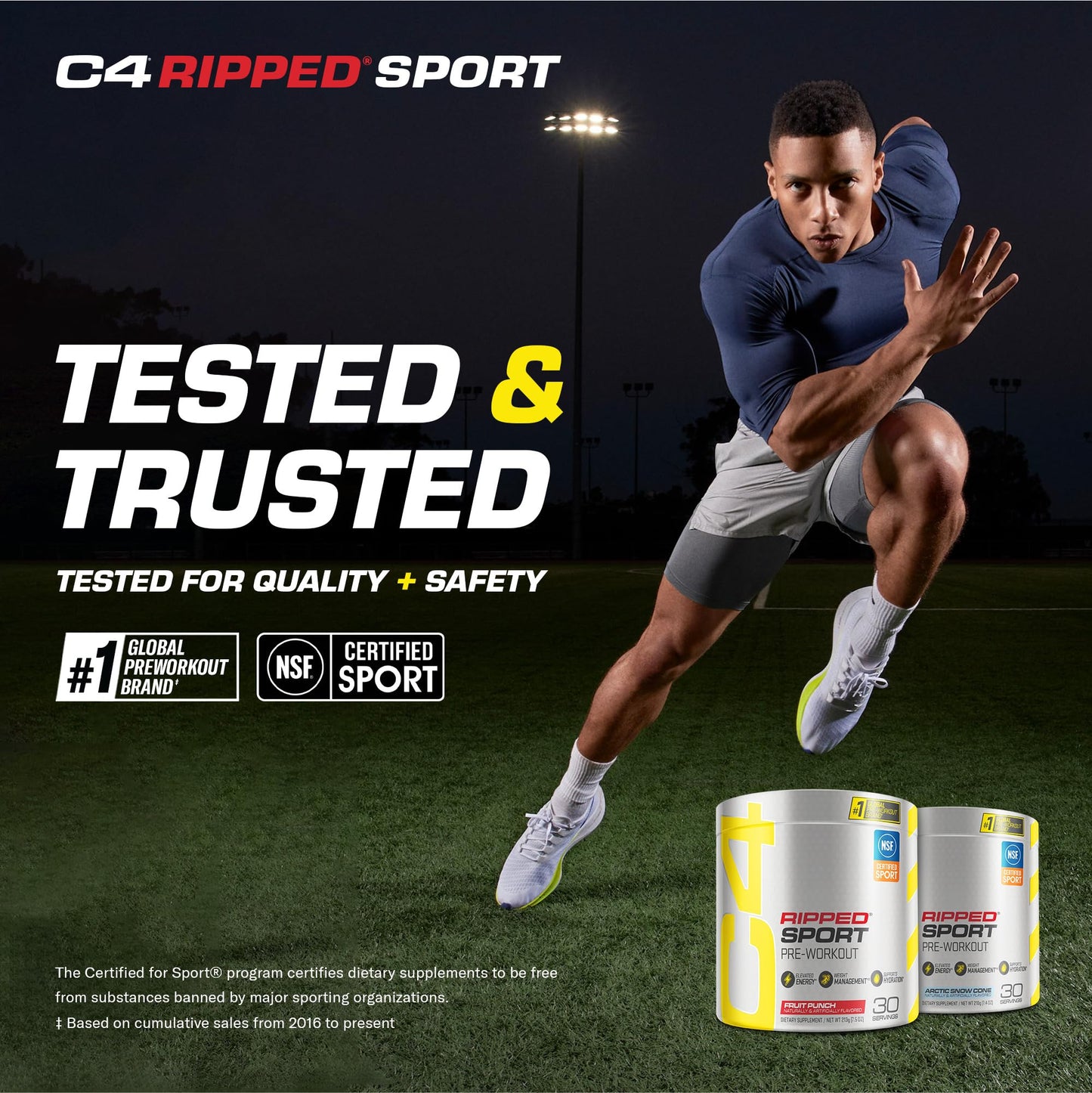 C4 Ripped Sport Pre Workout Powder Fruit Punch - NSF Certified for Sport + Sugar Free Preworkout Energy Supplement for Men & Women - 135mg Caffeine + Weight Loss - 30 Servings