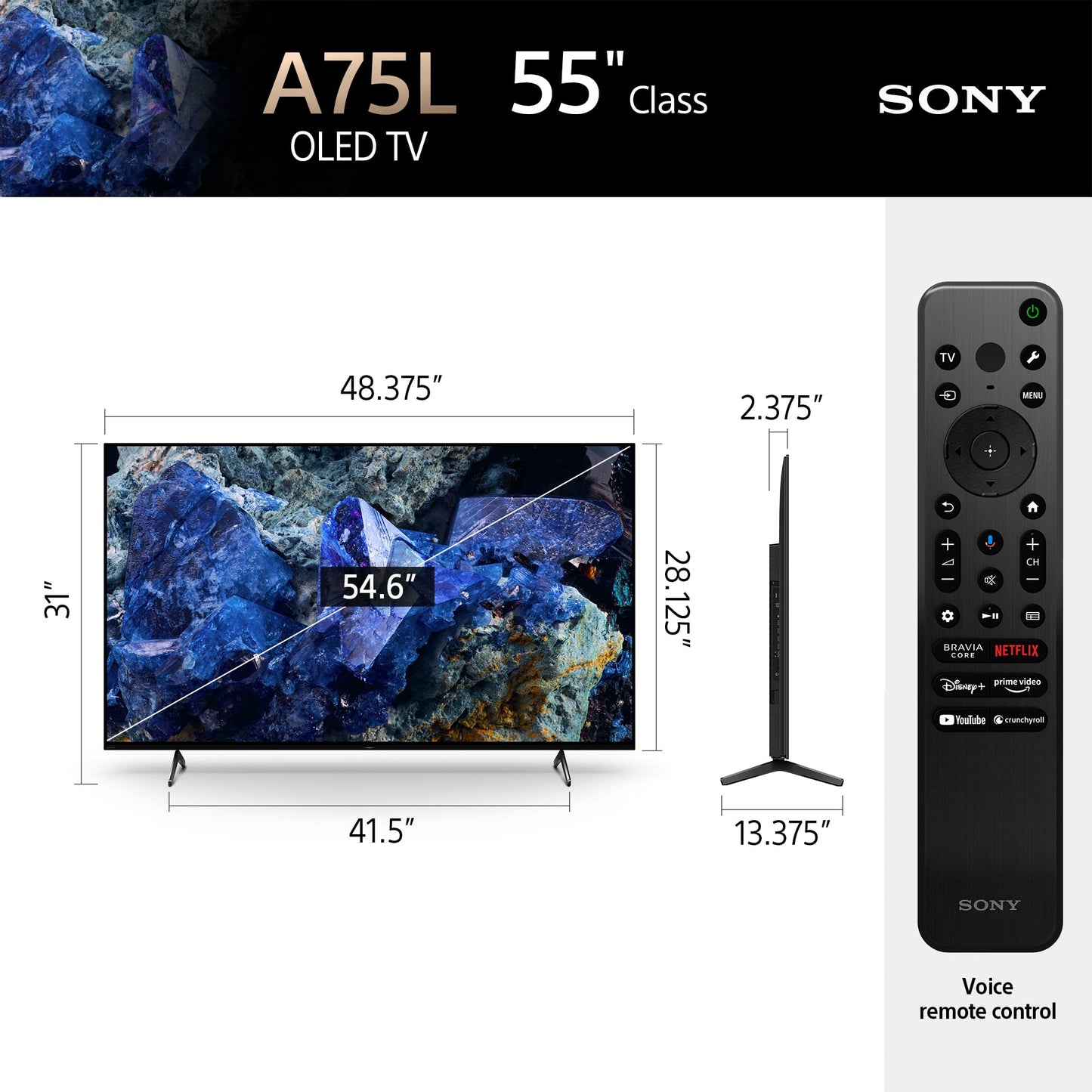 Sony OLED 65 inch BRAVIA XR A75L Series 4K Ultra HD TV: Smart Google TV with Dolby Vision HDR and Exclusive Gaming Features for The Playstation® 5 XR65A75L- 2023 Model