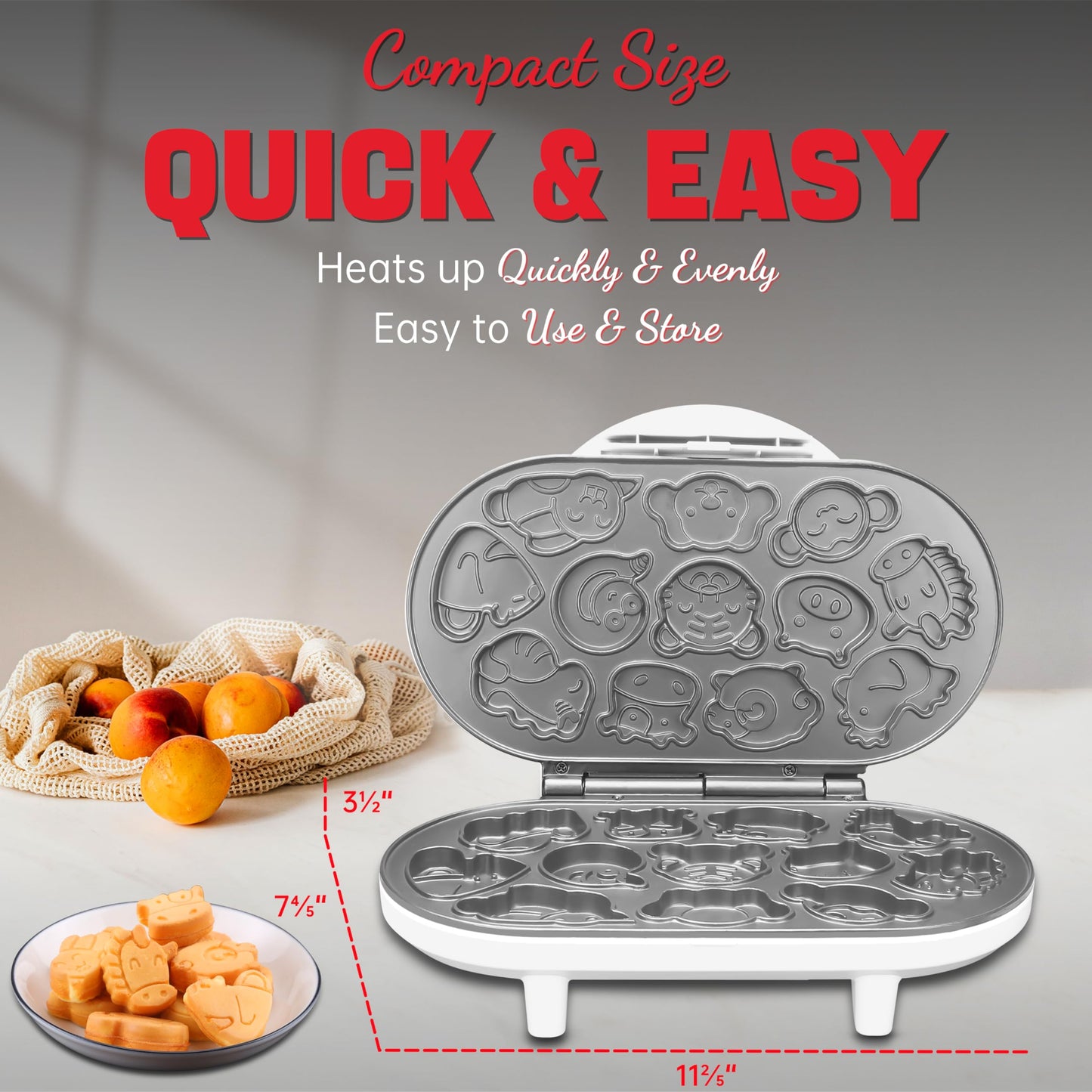 SugarWhisk Animal Mini Waffle Maker for Kids, Mini Pancakes Maker Machine with 12 Different Animal Pancake Molds, Small Waffle Maker Iron, Excellent Christmas Gift for Kids & Adult
