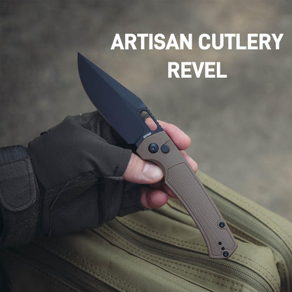 ARTISANCUTLERY REVEL Pocket Knife for Men, 3.54'' AR-RPM9 Steel Blade Folding Knife with Pocket Clip for Men Women Camping Hiking(1867P Brown)