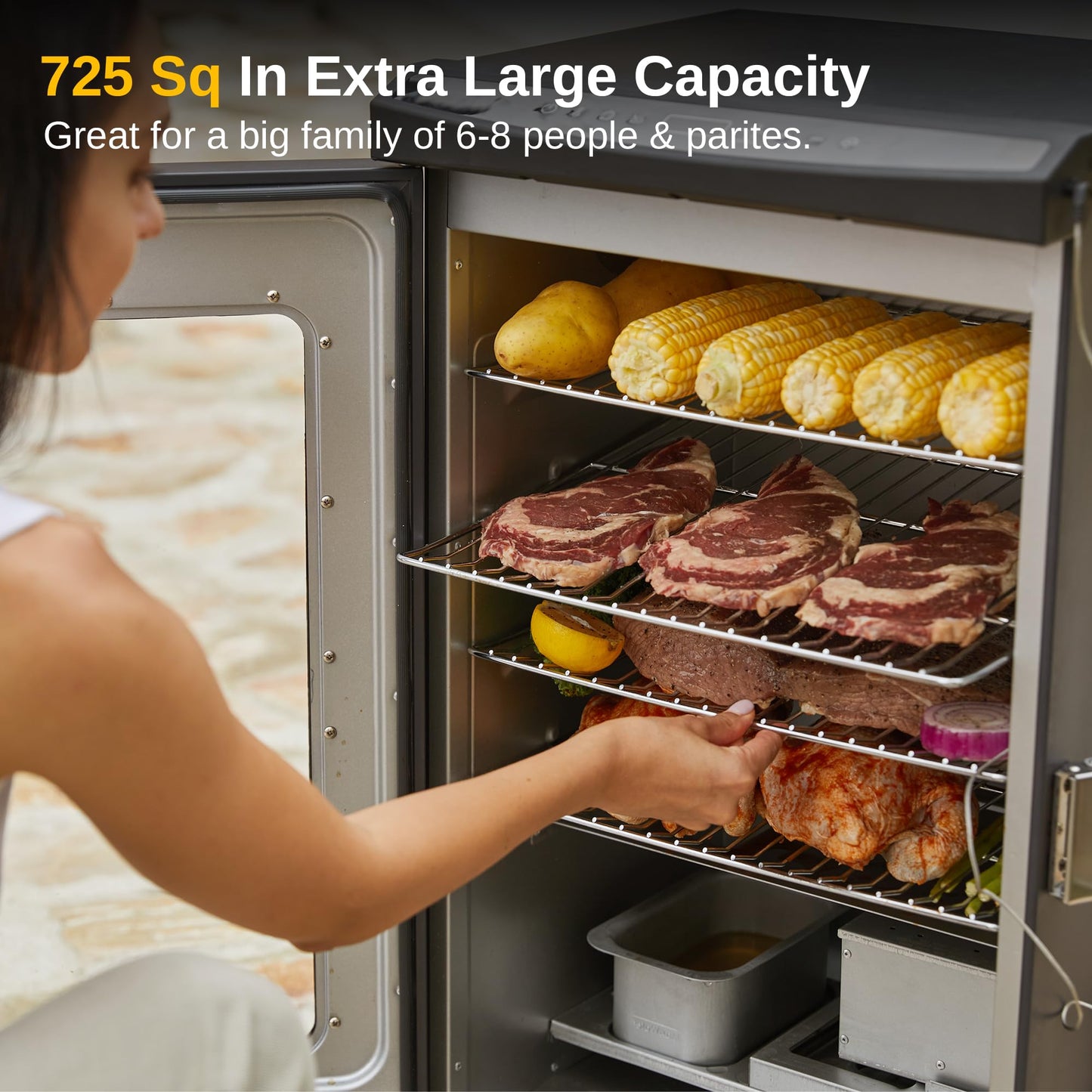 East Oak 30" Electric Smoker for Outdoors | Built-in Meat Probe & Up to 6× Longer Smokes on a Single Load | Side Chip Loader for Uninterrupted Smoking | Bigger Batches with 725 sq in Cooking Area