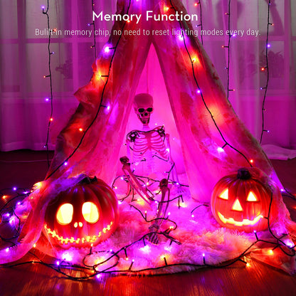 Brizled Purple & Orange Halloween Lights, 95.14ft 240 LED Halloween String Lights Connectable with Timer, 8 Modes Outdoor Halloween Lights, Plugin Mini Lights Waterproof for Outside Spooky Decoration