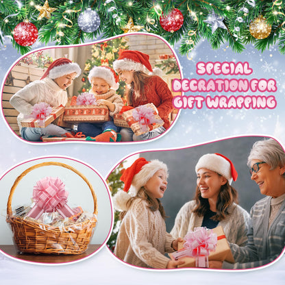 WILLBOND 10 Pcs Large Christmas Pull Bows Gift Wrapping 6 Inch Pull Bows for Christmas Party Birthday Wedding Baskets Xmas for Gift Wrapping Decorations(Lotus Root Pink)