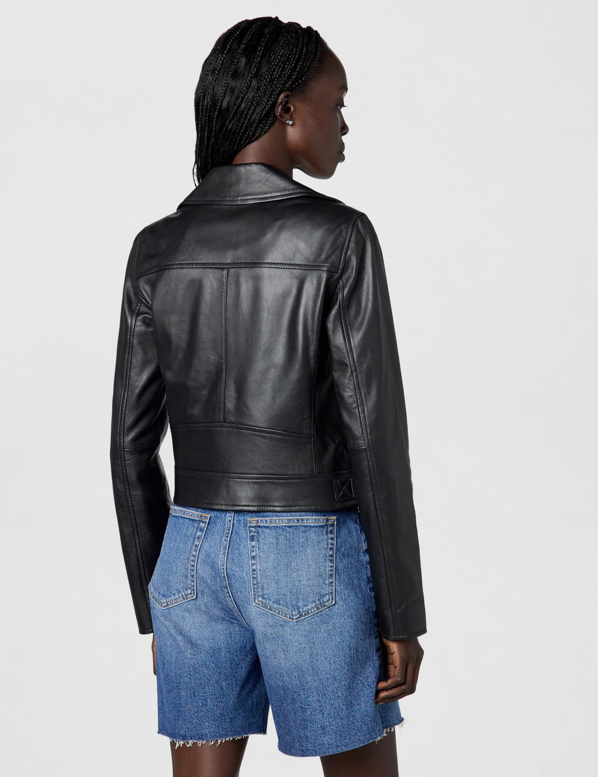 Michael Kors Women's Leather Moto Jacket, Black, S