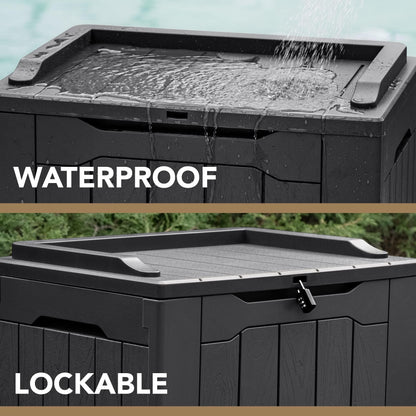 Devoko 30 Gallon Resin Deck Box Outdoor Indoor Waterproof Storage Box for Patio Furniture Pool Accessories Storage for Cushion Garden Tools (30 Gallon, Black)