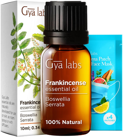 Gya Labs Frankincense Essential Oil for Face - 0.34 Fl Oz - 100% Pure Natural Frankincense Oil for Skin, Body Massages & Candle Making - Premium Grade for Wellness & Comfort - Woody & Calming Scent