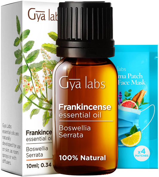 Gya Labs Frankincense Essential Oil for Face - 0.34 Fl Oz - 100% Pure Natural Frankincense Oil for Skin, Body Massages & Candle Making - Premium Grade for Wellness & Comfort - Woody & Calming Scent