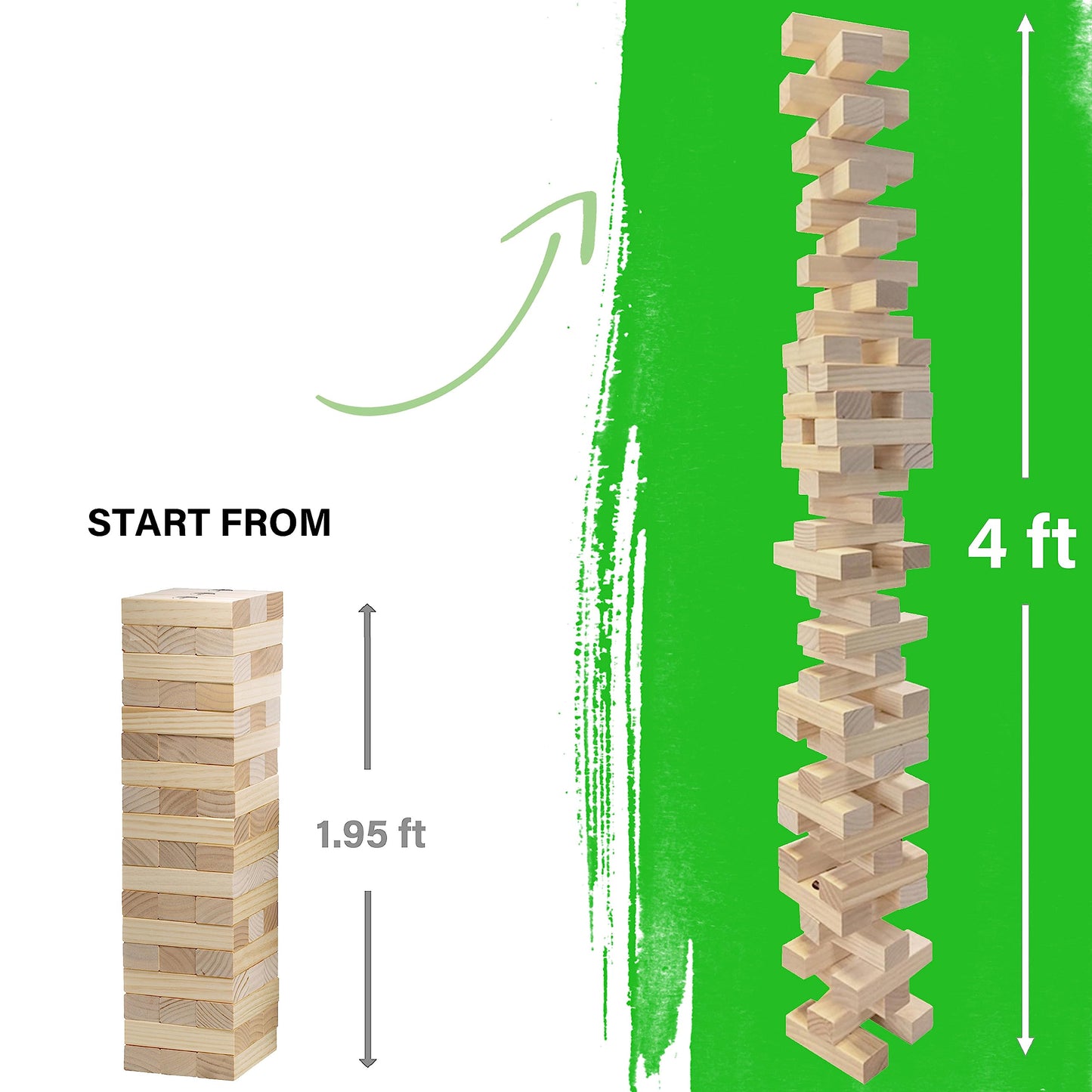 SPORT BEATS Outdoor Games Large Tower Game 54 Blocks Stacking Game - Includes Carry Bag and Scoreboard