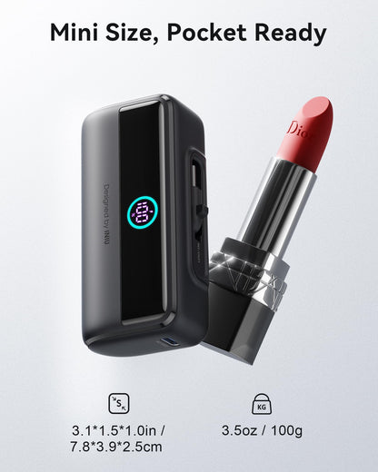 INIU Mini Portable Charger, 5500mAh Power Bank with Build-in USB-C Connector, 22.5W PD Fast Charging USB C in&Out Battery Pack, External Phone Charger for iPhone 16/15, Samsung S23 S22, Google etc