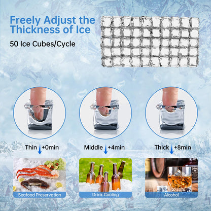 Ice Machine Commercial Ice Maker Machine, 150 Lbs /24H, 30 lbs Bin, Under Counter Built-in or Freestanding, Stainless Steel Household Use, Restaurant Bar Kitchen Cafe