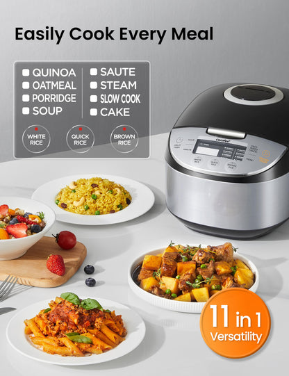 COMFEE' Rice Cooker 12 Cups Cooked/6 Cups Uncooked, Portable Non-Stick Rice Maker, Japanese Rice Cooker with Fuzzy Logic Technology, 24-Hour Timer Delay, 11 Presets, Steamer, Fast Rice Cooker, Grain Cooker, Black