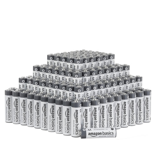 Amazon Basics 200-Pack AA Alkaline Industrial Batteries, 1.5 Volt, 5-Year Shelf Life