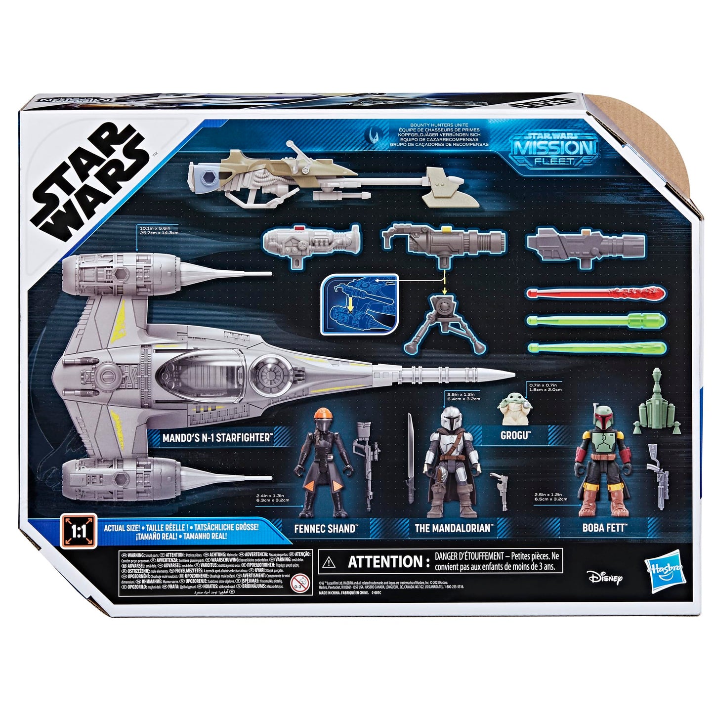 STAR WARS Mission Fleet Mando's N-1 Starfighter, 2.5-Inch Scale Mandalorian Action Figure Set, Toys for 4 Year Old Boys & Girls (Amazon Exclusive)