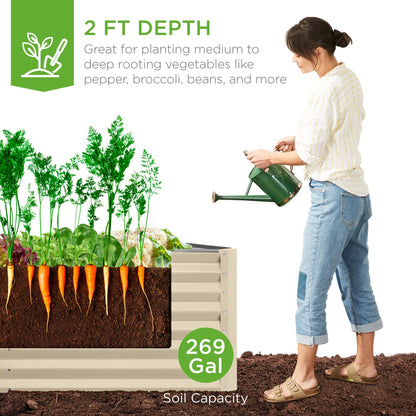 Best Choice Products 6x3x2ft Outdoor Metal Raised Garden Bed, Deep Root Box Planter for Vegetables, Flowers, Herbs, and Succulents w/ 269 Gallon Capacity - Beige