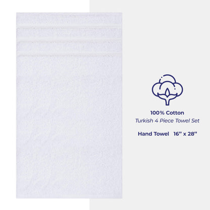 American Soft Linen Luxury Hand Towels for Bathroom, 100% Cotton Turkish 4 Piece Hand Towel Set, 600 GSM Hand Face Towels for Kitchen, White Hand Towels