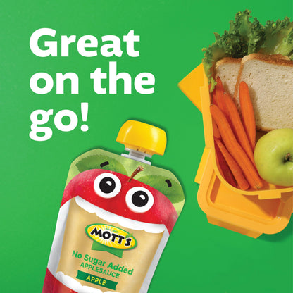Mott's No Sugar Added Applesauce Variety Pack, 4 Flavors – Apple, Strawberry, Cinnamon & Blueberry, Made from Real Fruit, No Artificial Flavors, 3.2 Clear Pouches, 20 Pack