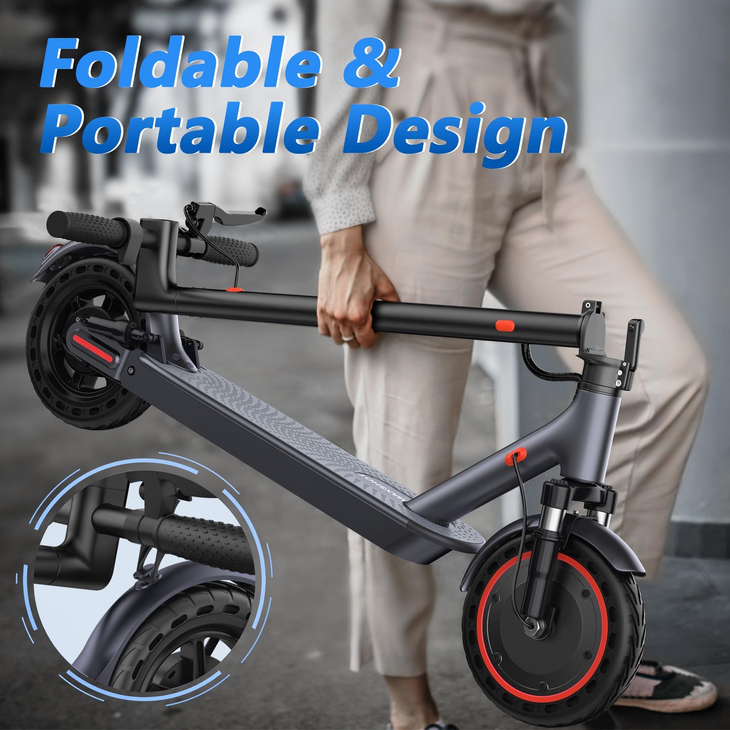 Electric Scooter for Adults, 8.5"/10" Tires, 19/22Mph, 350W/500W Motor, 21-28 Miles Range, Folding E-Scooter with Dual Suspension,APP(V1/SPRO/MAX/PRO)