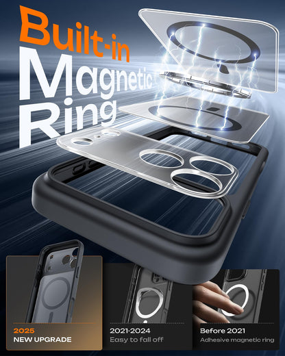 TOCOL for iPhone 17 Pro Max Case, Compatible with Magsafe, Full Camera Protection, Built-in Magnetic Ring, Translucent Matte Phone Case for iPhone 17 Pro Max 6.9 inch (Black)