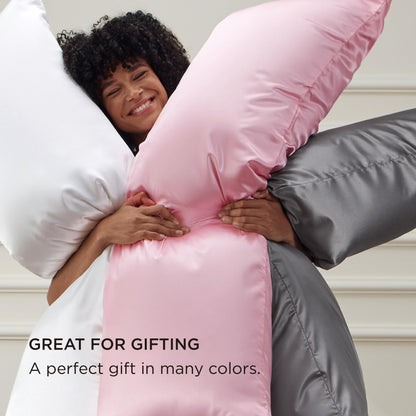 Bedsure Satin Body Pillow Pillowcase - Similar to Silk Body Pillow Cover Case with Envelope Closure,Cooling and Silky Long Pillowcase for Hair and Skin,Grey,20x54 Inches