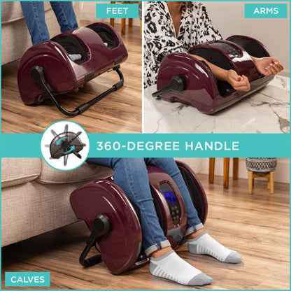 Best Choice Products Heated Foot Massager Machine Shiatsu Leg Massager, Therapeutic Reflexology Calf Massager w/Blood Circulation, Nerve Pain, Deep Kneading, High-Intensity Rollers - Burgundy