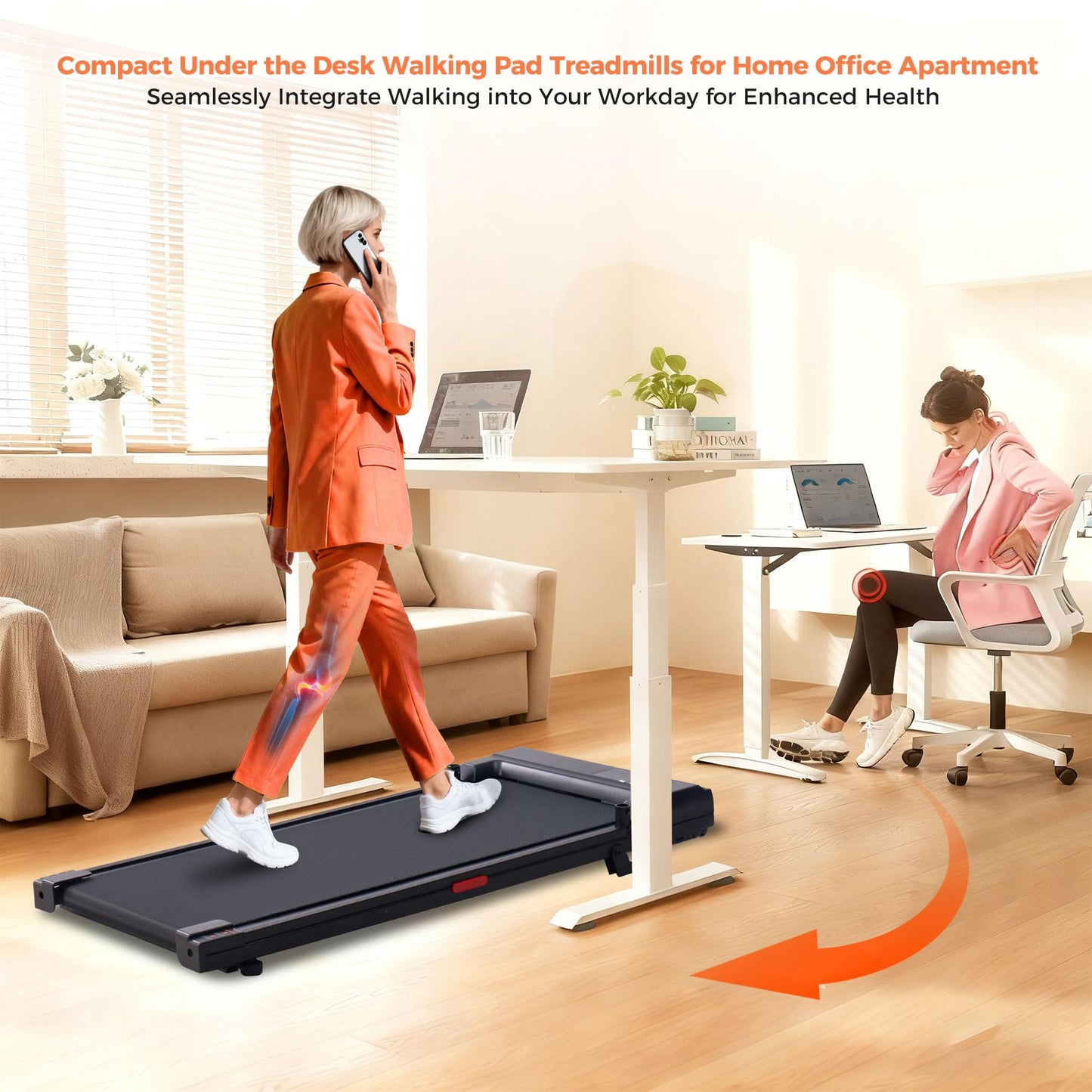 SUOUER Walking Pad Treadmill with Handle Bar, 2026 Upgrade Portable Under Desk Treadmill for Home Small with Handles, 3.0HP Walking Pad for Home, 0.6-7.6MPH, 350LBS