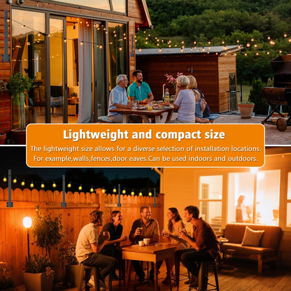 2.8Ft String Light Poles 8 Pack,Light Poles for Outside Lights,Outdoor with Fence Brackets Hanging Lights,Metal Stand Deck Patio Backyard