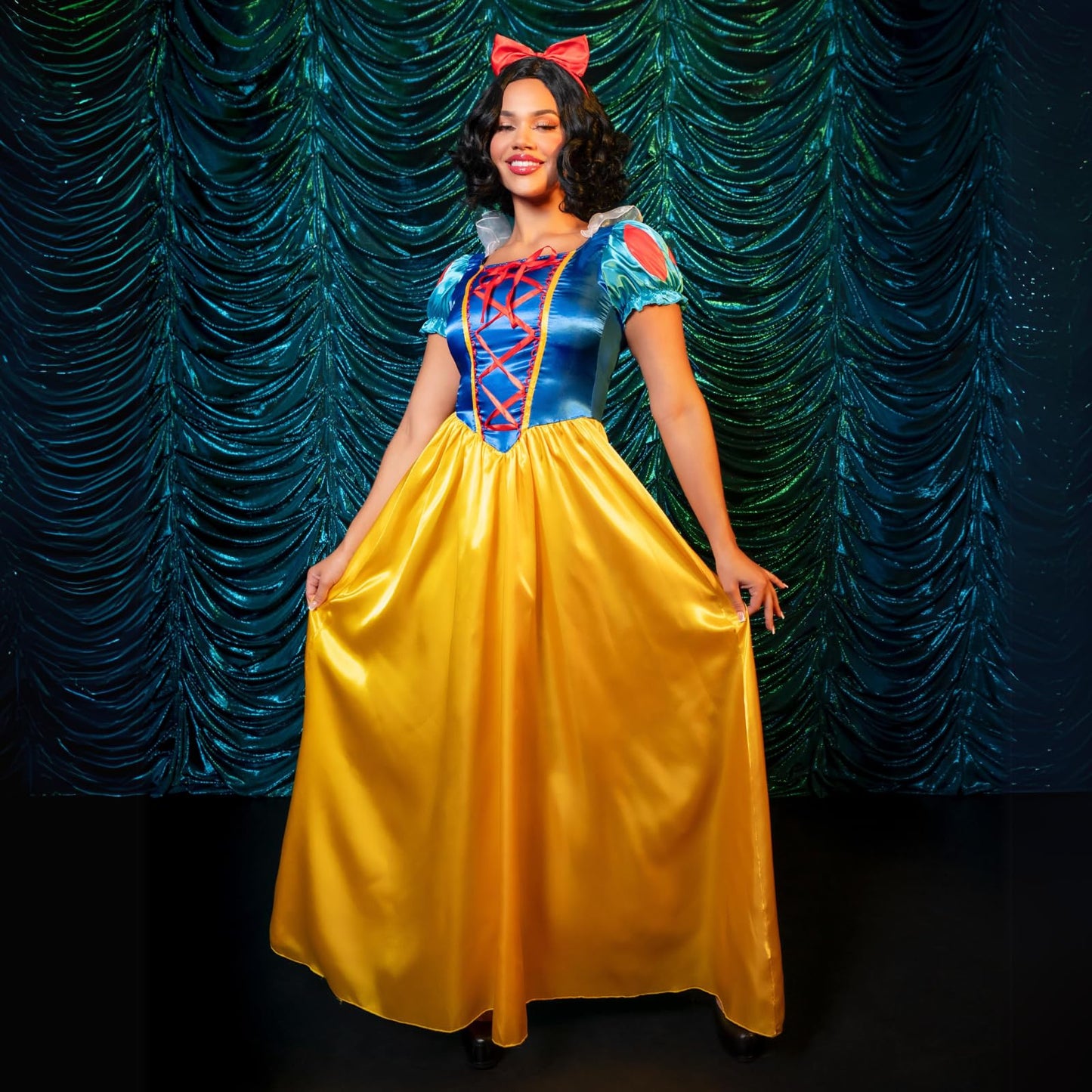 Leg Avenue Womens Classic Snow White Set Family Friend Full Length Princess Dress, MEDIUM, Multicolor