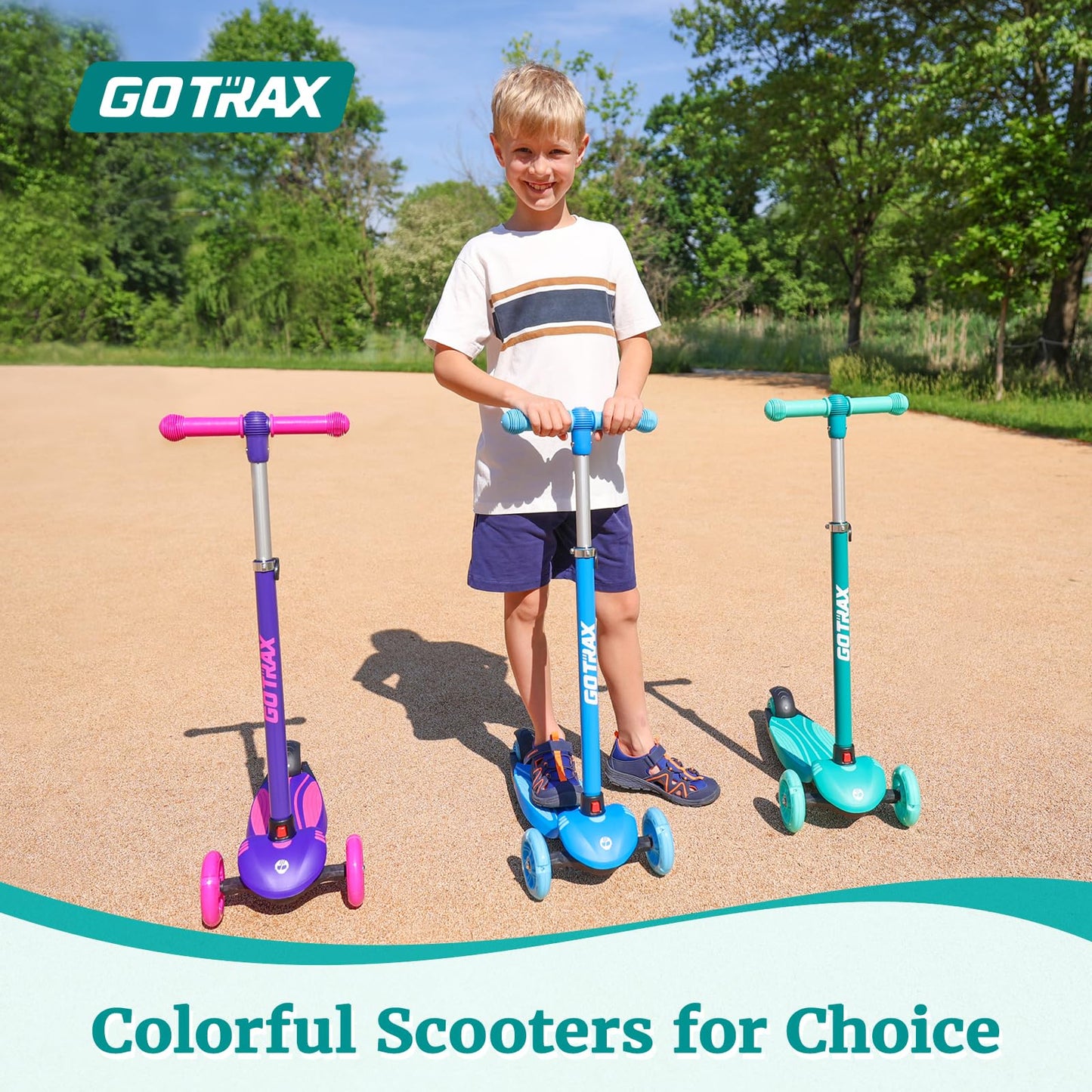 Gotrax KS1 Kids Kick Scooter, LED Lighted Wheels and 3 Adjustable Height Handlebars, Lean-to-Steer & Widen Anti-Slip Deck, 3 Wheel Scooter for Boys & Girls Ages 2-8 and up to 100 Lbs