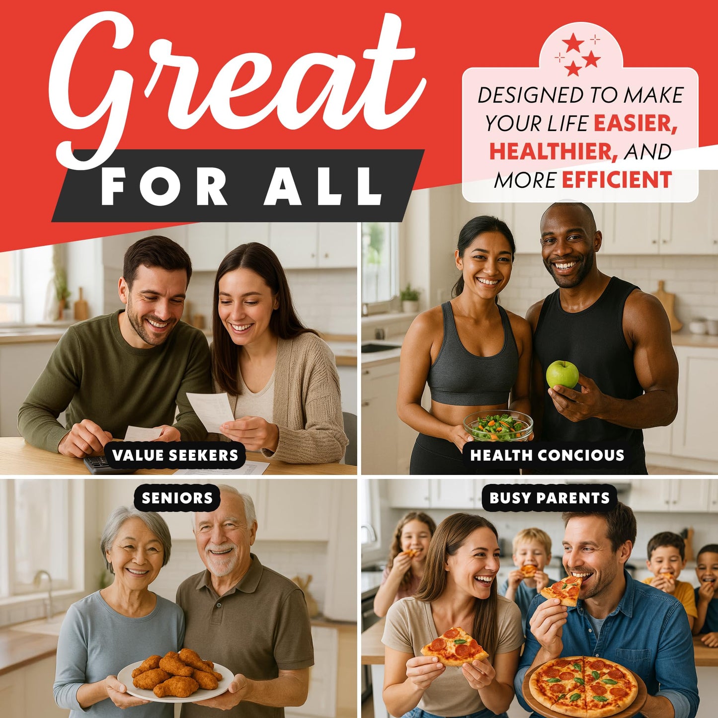 Gourmia French Door Air Fryer – 25 Qt Large Capacity Convection Oven, Fryfroce 360°, Digital Display with 17 Cooking Presets, Bake, Toast, Roast, Dehydrate, Fits 12” Pizza