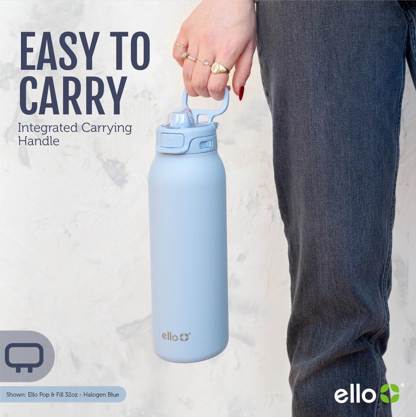 Ello Pop & Fill 32oz Stainless Steel Water Bottle with Quick Fill Technology, Double Walled and Vacuum Insulated Metal, Leak Proof Locking Lid, Sip and Chug, Reusable, BPA Free, Pistachio