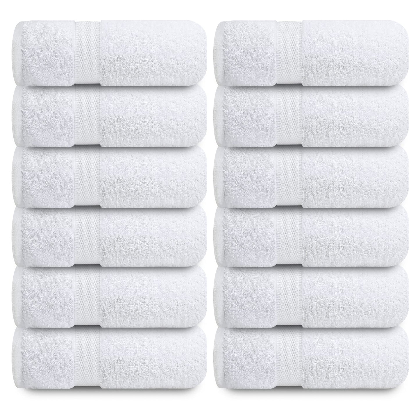 Infinitee Xclusives Luxury Wash Cloths for Showering [13x13] – 100% Cotton Washcloths [Pack of 12], Soft and Absorbent Face Towels for Bathroom Wash Clothes, Gym, and Spa (Brilliant White)