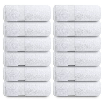 Infinitee Xclusives Luxury Wash Cloths for Showering [13x13] – 100% Cotton Washcloths [Pack of 12], Soft and Absorbent Face Towels for Bathroom Wash Clothes, Gym, and Spa (Brilliant White)