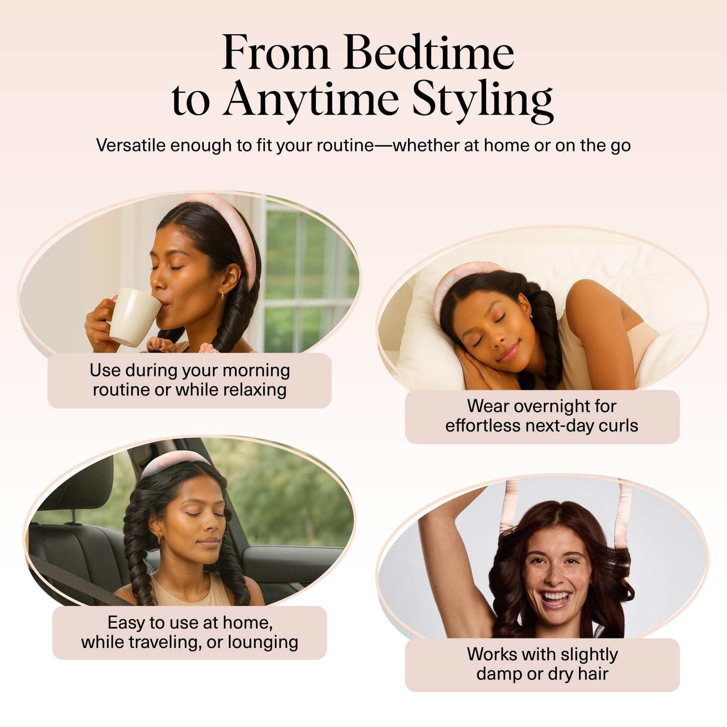 Kitsch Satin Heatless Curling Set – Heatless Curls Overnight with 34" Hair Curler & 2 Satin Scrunchies – Comfortable Hair Curlers to Sleep In for Frizz-Free, No Heat Damage Styling - Sunset Tie Dye