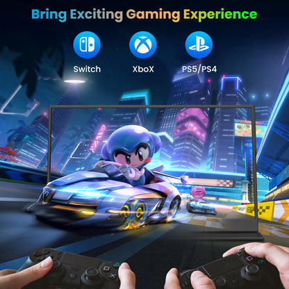 BIGASUO Portable Monitor, 15.6'' 1080P FHD Portable Monitor for Laptop, USB-C HDMI Computer Display HDR, Ultra-Slim IPS Gaming Monitor with Smart Cover for Laptop, PC, Phone, Mac, Xbox, PS4/5, Switch