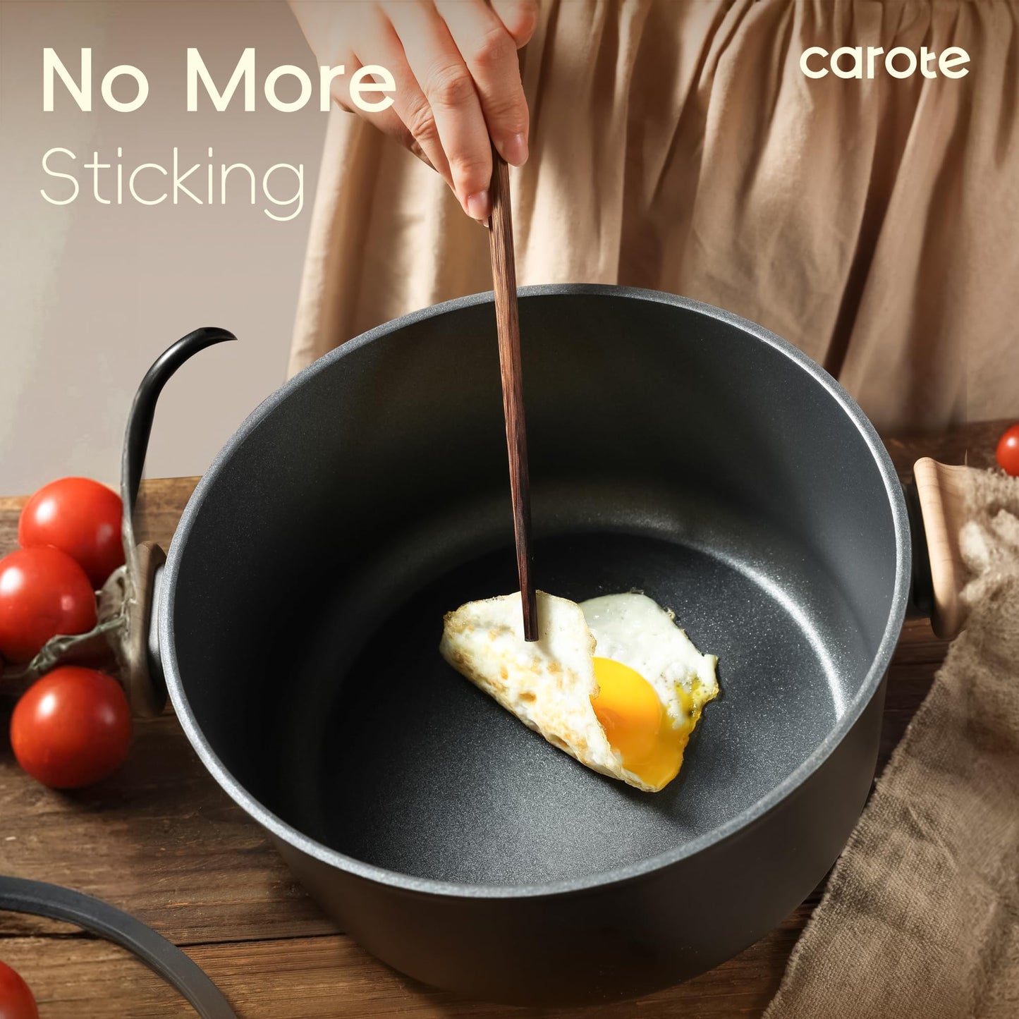 CAROTE Nonstick Soup Pot With Lid, 7.9Qt Non Stick StockPot Large Cooking Pot with Lid, Titanium - containing Soup Pot, Induction Compatible, PFOA/PFOS Free