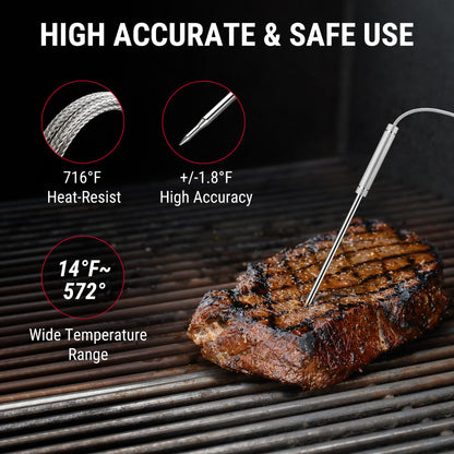 ThermoPro 650 ft Wireless Meat Thermometer Digital for Grilling and Smoking, 2 Probes Bluetooth Meat Thermometer for Cooking Turkey Fish Beef, Rechargeable Smoker Accessories for BBQ Oven