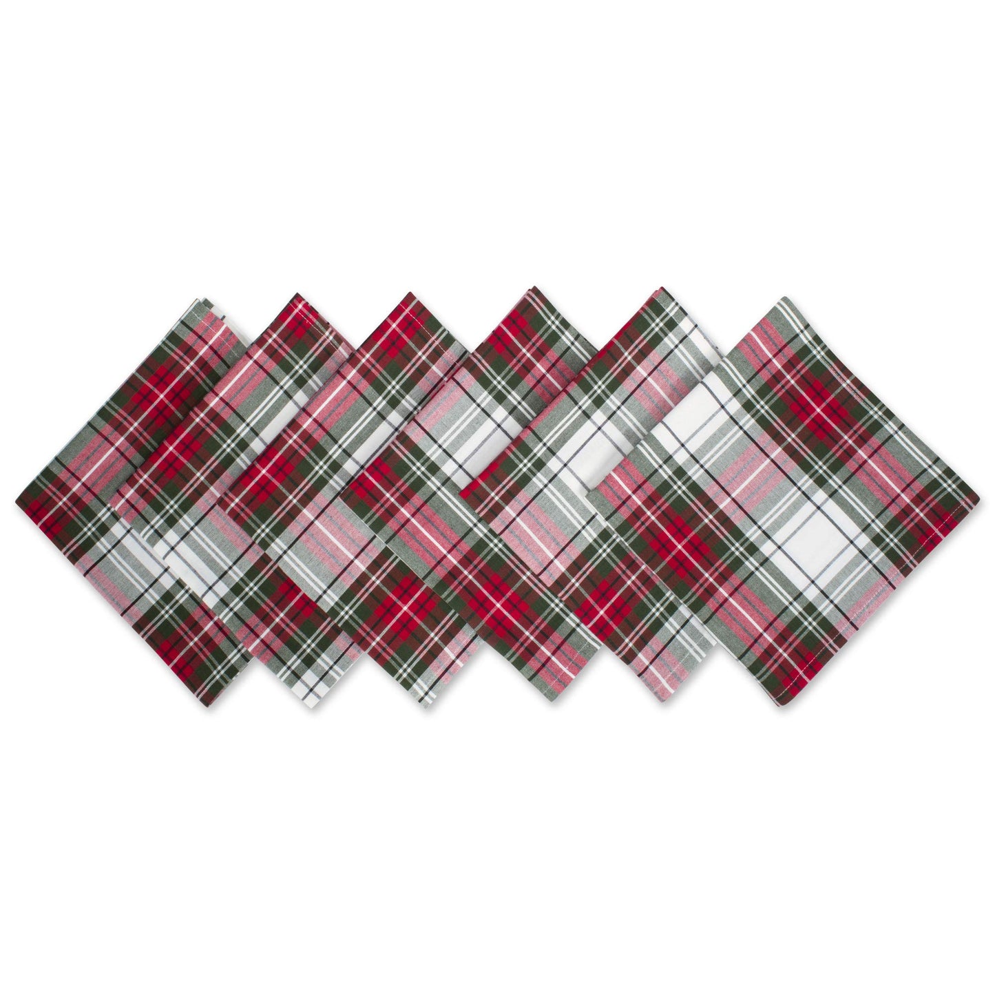DII Tartan Plaid Collection Holiday Dining Table & Kitchen Décor, Christmas Napkin, 20x20, Red, Green & White, 6 Piece