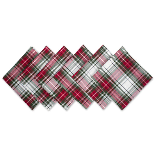 DII Tartan Plaid Collection Holiday Dining Table & Kitchen Décor, Christmas Napkin, 20x20, Red, Green & White, 6 Piece