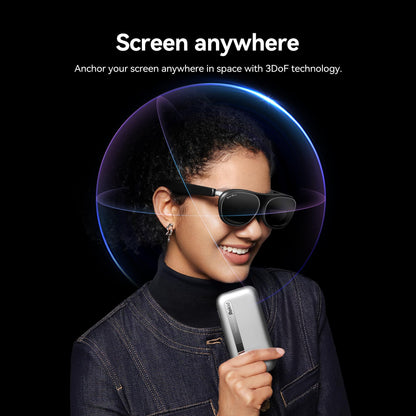 Rokid AR Spatial Glasses silver, AR Glasses Max2 silver with Station2, 360" Micro-OLED Three-Screen Display,120Hz OLED, 600 Nits, Multi-Tasking for Work & Gamingrt Console, Android, Windows Compatible
