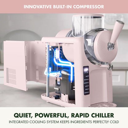 GreenPan Frost Ice Cream Maker & Slushie Machine, Soft Serve, Sorbet, Margaritas, Milkshakes, Frozen Yogurt, No Pre-Freezing, Ready in 15 Mins, 6 Modes, 7 Textures, Self-Cleaning, Family Size, Pink