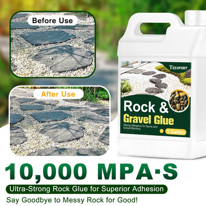 Teexpert 1 Gallon Rock Glue for Landscaping – Strong Pea Gravel Binder & Stone Adhesive for Walkways, Yards, Patios, and Decorative Driveway Edges
