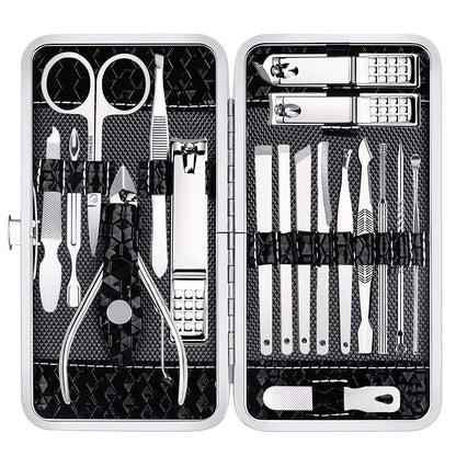 Nail Clippers Set Fingernail and Toenail Clipper Cutters, Manicure Pedicure Kit 18 Pieces Stainless Steel Professional Grooming Kits, Nail Care Tools with Luxurious Travel Case