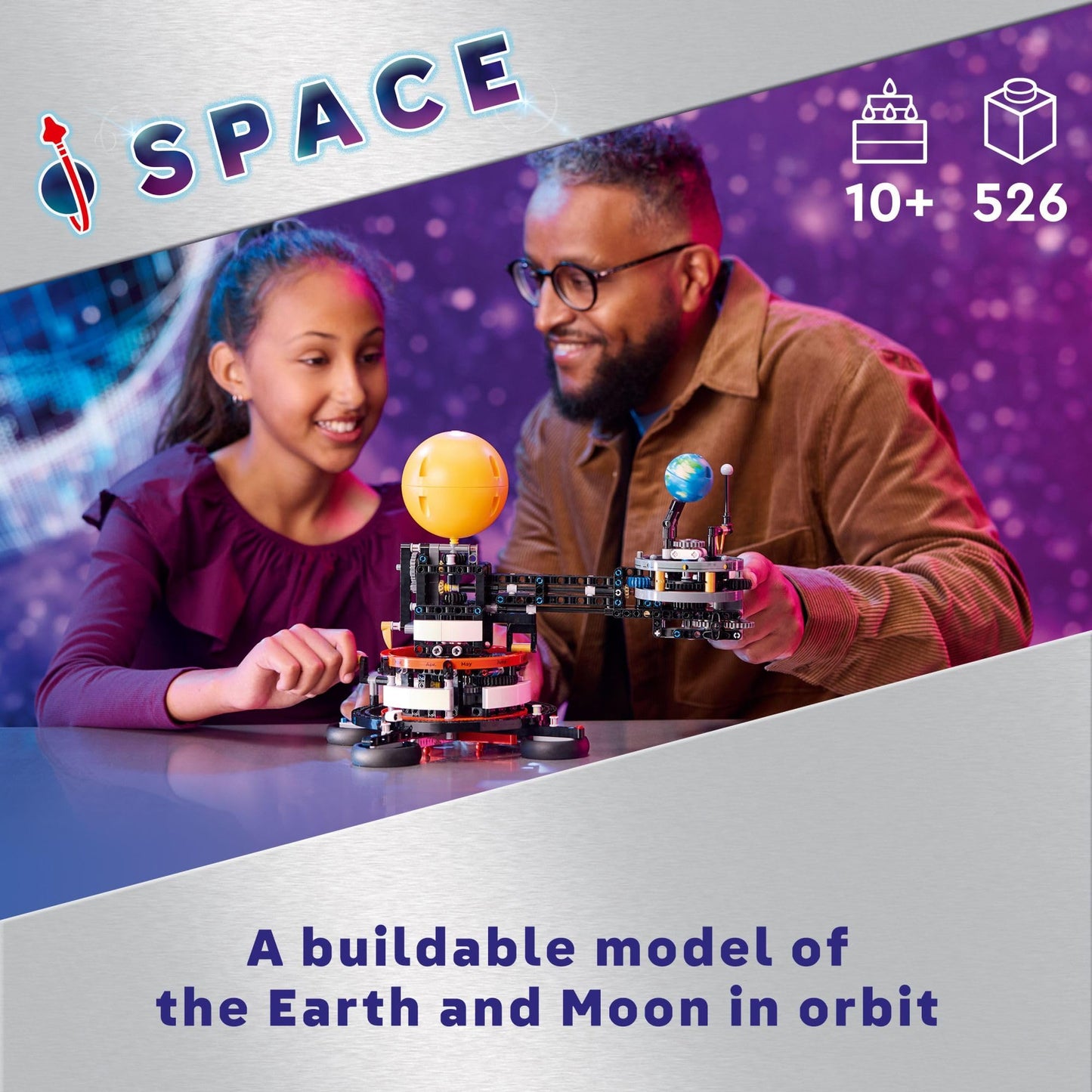 LEGO Technic Planet Earth and Moon in Orbit Building Set, Outer Space Birthday Gift for 10 Year Olds, Solar System Space Toy for Imaginative, Independent Play, Space Room Décor for Boys & Girls, 42179