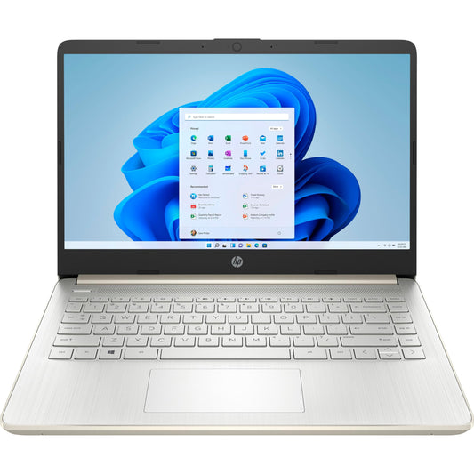 HP Touchscreen Laptop Computer, 4GB DDR4 RAM, 64GB eMMC, Intel Processor, 14 inch, WiFi 6, Bluetooth, Windows 11 Home S, Pale Gold