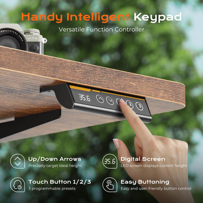 Huuger 55 x 28 Large Electric Standing Desk, Height Adjustable Computer Desk, 27.6" Deep Desktop, Stand up Gaming Office Desk with 2 Hooks, 3 Preset Heights, for Home Office, Rustic Brown