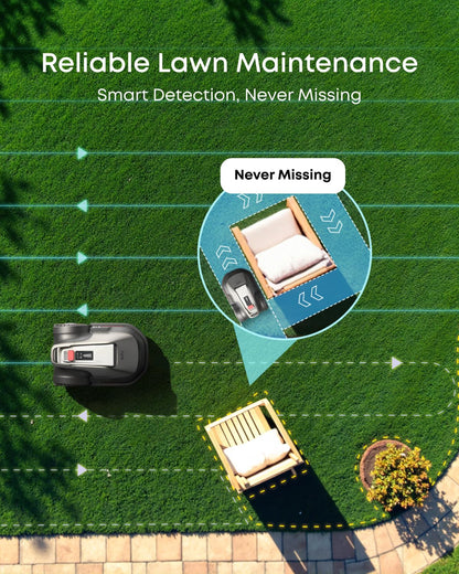 eufy E18 Robot Lawn Mower,Max 0.3 Acres,Wireless Robot Mower with Auto Mapping,Vision Navigation,Multi-Zone Management,Robotic Lawnmower with AI Obstacle Avoidance,APP Control,18°Slope,Cut Height1-3"