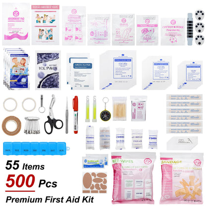 GEVOKE Professional 500 Piece Emergency First Aid Kit for Home, Car, Travel, Camping, Truck, Hiking, Sports, Office, Vehicle & Outdoor Emergencies - Emergency Medical Kit, Large First Aid Kit Survival